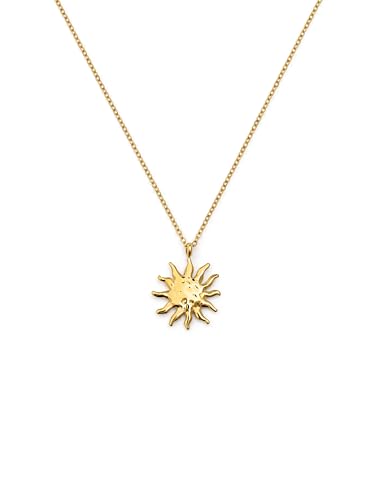 SINGULARU - Colar de luz solar. Aço com casa de banho em ouro de 18 Kt. Joias para mulher.