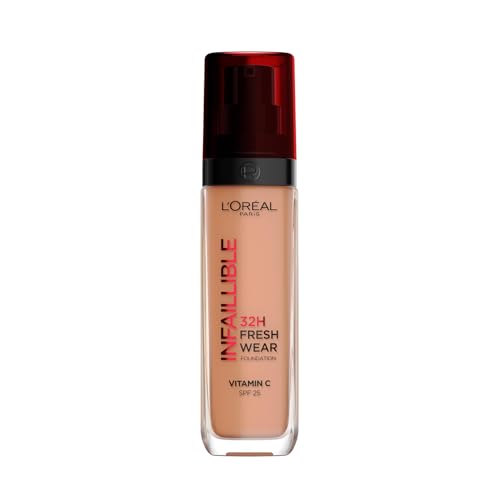 L'Oréal Paris, Base de maquilhagem líquida Infaillible 32h Fresh Wear, para todos os tipos de pele, longa duração, Tom: Ambre (300), 30 ml