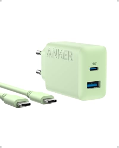 Anker Carregador iPhone carregamento rápido USB C 20W, com 2 portas, para iPhone 16/16 Plus/16 Pro/16 Pro Max/15/iPad e muito mais (cabo USB C de 1,5 m incluído)