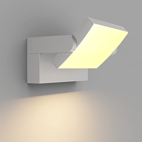 Klighten Aplique de exterior/interior LED 24 W impermeável IP65 candeeiro de parede ajustável, luz de parede moderna para terraço corredor de entrada, 1500 lúmen, cinzento claro, branco quente 3000 K