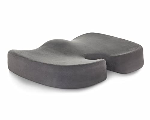 Linenspa Almofada ergonómica para cóccix de espuma com partículas de gel – almofada cadeira escritório e suporte para longos períodos sentados