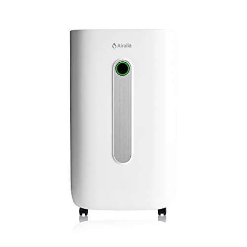 Airalia AIR-DH20 Deshumidificador 20 L, depósito de 6,5 litros, desumidificadores de humidade, depósito removível e drenagem contínua, temporizador 24h, secagem de roupa