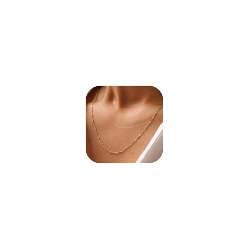 BodyBonita Colar de corrente de ouro - colar gargantilha com fecho de prata esterlina 925 banhado a ouro de 14 quilates, 16/18/20 polegadas, colar de espiga de corrente de fígaro simples e fina