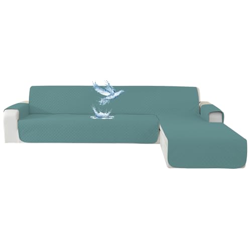 YSTELLAA Impermeável capa sofá Chaise Long 3 lugares, cobertura sofá haise longa esquerda/direita universal reversível, anti-gato e cão animal de estimação, protetor antimanchas e resistente, azul