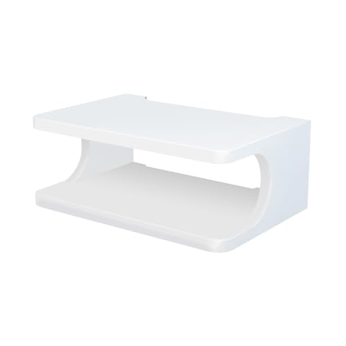 Router Rack Caixa WiFi caixa de armazenamento para roteador WiFi 2 parede prateleiras flutuantes estante TV saias montadas na parede WiFi prateleiras flutuantes de gestão de cabos (branco)
