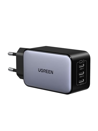 UGREEN Nexode Carregador USB C 65 W com 3 portas, adaptador de alimentação GaNInfinity de carregamento rápido, compatível com MacBook Pro Air, iPad, iPhone Series, Pixel 8 7, Galaxy S24