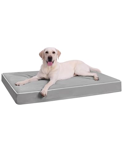 KSIIA Cama ortopédica para cães de tamanho médio, almofada para cães, 91 x 68 x 7 cm, tapete para cães lavável, colchão removível para cães, cinzento