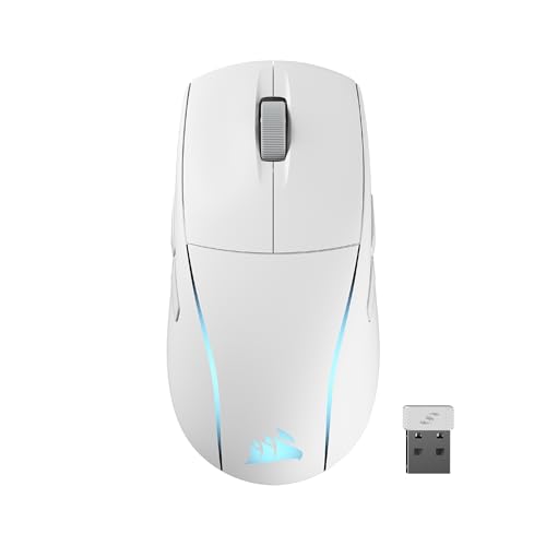 Corsair M75 Wireless RGB Rato para jogos leve FPS, 26.000 PP, botões laterais intercambiáveis, compatível com iCUE, PC - branco