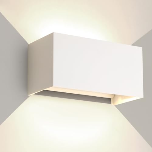 FUPE 25 W LED aplique parede exterior interior IP65 impermeável apliques exterior candeeiro de parede alumínio moderno branco 4000 k luz natural, ângulo de luz ajustável, fácil de instalar