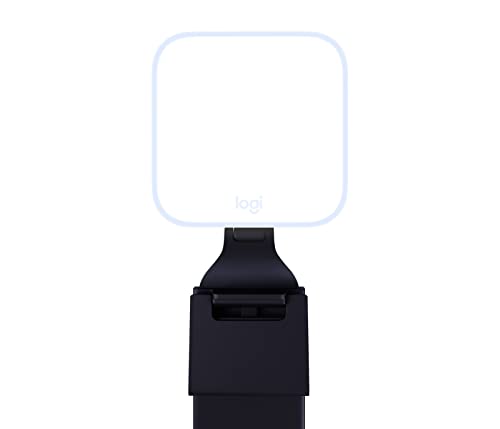 Logitech Litra Glow LED Luz Streaming premium com TrueSoft Iluminação de computador para videoconferências, reuniões com zoom, com suporte ajustável e app para PC/Mac, grafite