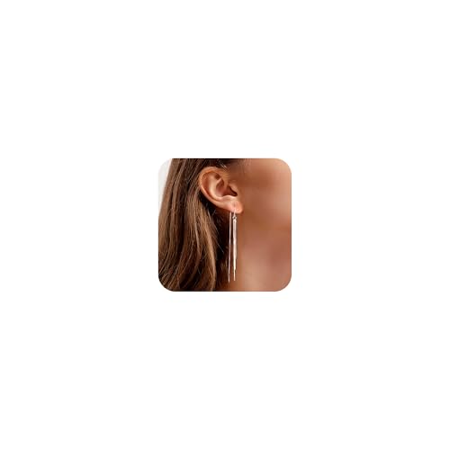 ASH'S CHOICE Brincos de mulher, brincos suspensos compridos e brilhantes, brincos de gota, hipoalergénicos, poste de prata 925, banhado a ouro 14K, presentes de joalharia