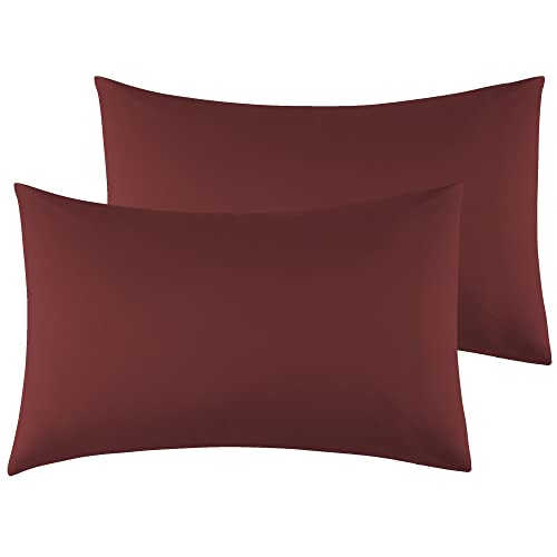 Fronha 100% microfibra 40 x 80 cm, conjunto de 2 fronhas extra macia, hipoalergénico respirável borgonha