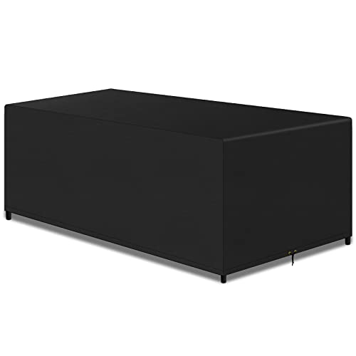PATIO PLUS Capas retangulares para móveis de jardim, 420D, impermeáveis, anti-UV, resistente ao vento, preto, 242 x 162 x 100 cm