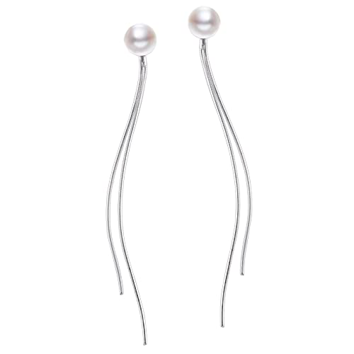 KISSPAT Brincos compridos de borla para mulher, prata de lei 925 maciça, leves, hipoalergénicos, banhados a ouro branco, presente para mulheres, meninas, casamentos, aniversários, aniversários