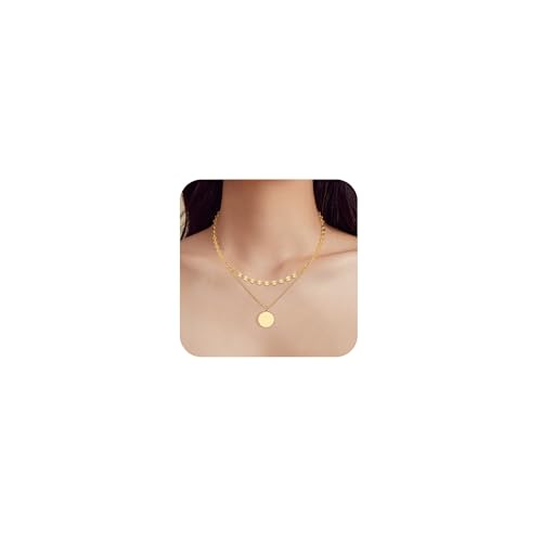 ALEXCRAFT Colar mulher prata de lei 925 com colar coração, colares compridos mulher camadas empilháveis 2 em 1 banhado a ouro 14 K ajustável com correntes colar coração jóias presente