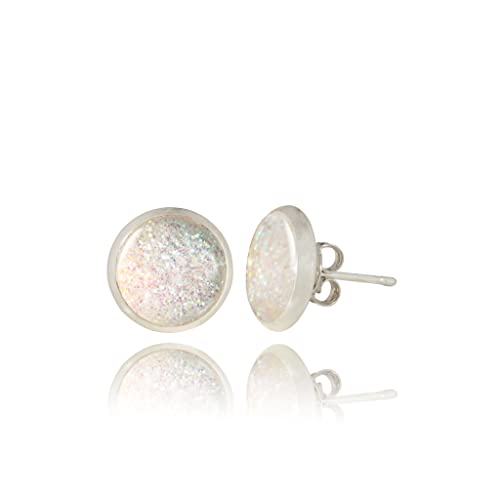 Pendientes Aretes Lujo Pequeño; Joyería para Mujer (Estilo 25 - Redondo Brillo Blanco Plata)