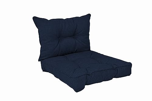 POKAR Almofadas Lounge exterior almofada assento móveis jardim almofada para cadeira, conjunto de 2: Almofada assento 70 x 70 x 10 cm encosto 70 x 40 x 10 cm, azul escuro