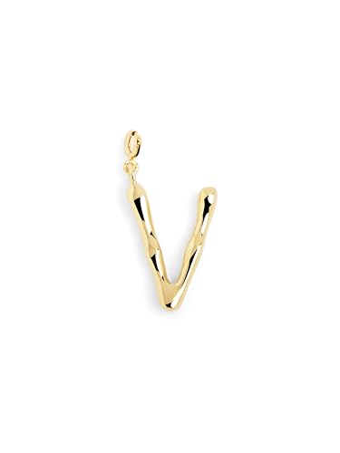 SINGULARU - Charm Letter XL - pingente inicial em latão com acabamento casa de banho de ouro de 18 Kt - pingente letras A - Z - Charm combinado com colar - jóias para mulher