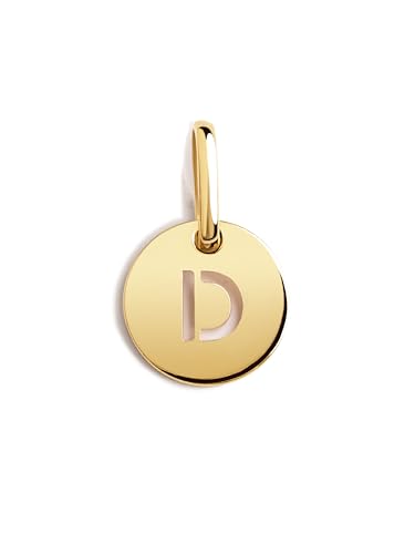 SINGULARU - Mini Medallion Letter - pingente inicial em prata de lei 925 com acabamento em casa de banho de ouro de 18 Kt. - Letras de pingente A - Z - Charm combinado com colar - jóias para mulher