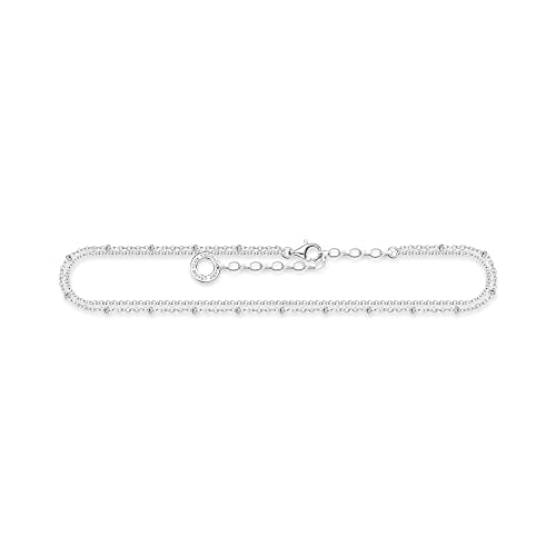 THOMAS SABO Tornozeleira de prata de lei 925 para mulher, fileira dupla, AK0030-001-21-L27V, Tamanho único, Prata, Sem pedras preciosas