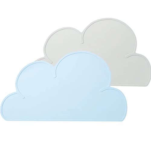 PandaEar 2 toalhas de mesa individuais de silicone para mesa, de grau alimentar, para bebés, crianças pequenas, antiderrapantes, sem BPA, leves portáteis, com uma borda elevada exclusiva