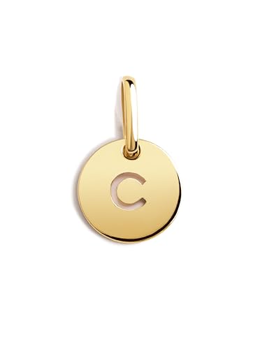 SINGULARU - Mini Medallion Letter - pingente inicial em prata de lei 925 com acabamento em casa de banho de ouro de 18 Kt. - Letras de pingente A - Z - Charm combinado com colar - jóias para mulher