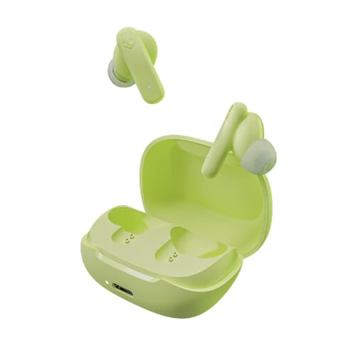 Skullcandy Smokin' Buds auriculares sem fios, 20 h de automonomia, 50% de plásticos renováveis, microfone, compatíveis com iPhone Android e dispositivos Bluetooth - Matcha