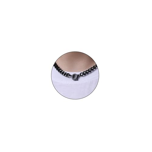 Esmoly Colar homem com letra A-Z prata preto ouro corrente de aço inoxidável corrente cubana ajustável presentes originais para homem 18 + 2 polegadas