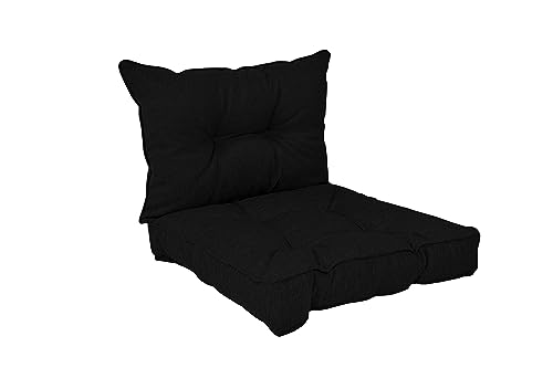 POKAR Almofadas Lounge exterior almofada assento móveis jardim almofada para cadeira, conjunto de 2: Almofada assento 60 x 60 x 10 cm encosto 60 x 40 x 10 cm, preto