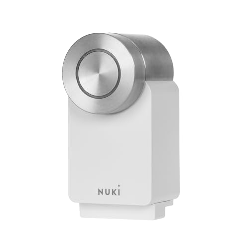 Nuki Smart Lock Pro (4.ª geração), fechadura inteligente com Wi-Fi e Matter para acesso remoto, fechadura eletrónica transforma o seu smartphone numa chave, com bateria, branco
