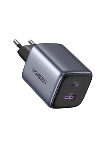 UGREEN Nexode Carregador USB C GAN de 35 W, tomada tipo A de 22,5 W compatível com Galaxy S24/S23/S22/S21, Pixel 8 7 6 6a, iPhone 16/15/14/13, iPad Pro/Air/Mini, MacBiPhone ook m3 Azul preto