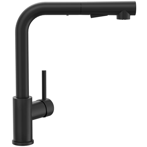 CECIPA Torneira de cozinha preta, torneira de cozinha com chuveiro extensível, torneira de alta pressão, torneira misturadora de cozinha com 2 tipos de jato, torneira de cozinha em aço inoxidável