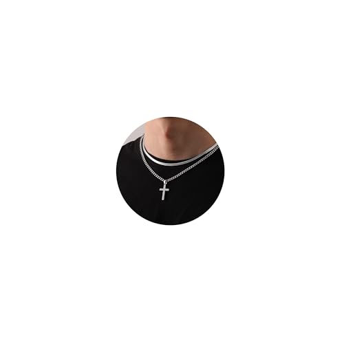 Esmoly Colar cruz homem prata ouro preto colar personalizado com letra A-Z Necklace 316 L aço inoxidável corrente cubana presentes originais para homem 18 + 20 polegadas