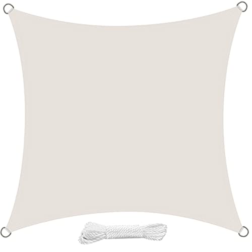 swift Toldo vela de sombra quadrado, 3 x 3 m, PES impermeável proteção contra raios UV, para pátio exterior e jardim, cor creme