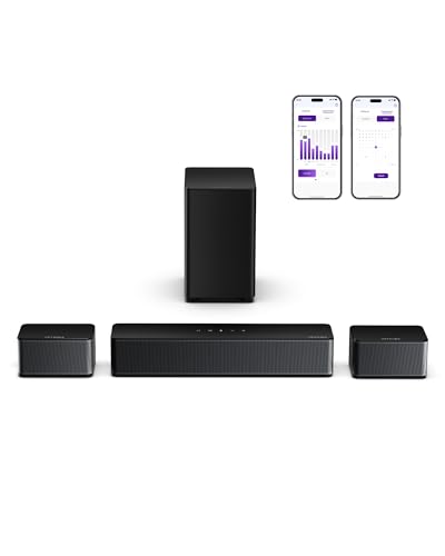ULTIMEA 5.1 Barra de som, barra de som para TV com subwoofer e alto parlanti-posteriori, soundbar com Bluetooth, 3D Surround Sound System, 320 W barras de som, controlo de aplicativo, cinema em casa