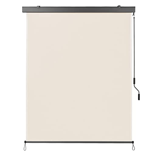 Toldo vertical de rolo impermeável com manivela, ecrã de privacidade, cortina extensível para interior e exterior, proteção solar, resistente aos raios UV, contra o vento, 250 x 140 cm, bege