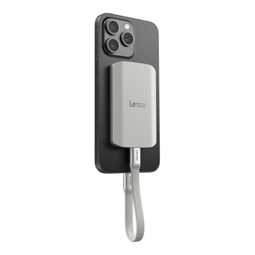 Lexar ES5 SSD Portátil 2TB, USB 3.2 Gen2 x 2 até 2000 MB/s de leitura/gravação, proteção IP65, SSD Magsafe para telemóvel, suporta fotografia Apple ProRes 4K (iPhone 15/16) e Galaxy S25 8K
