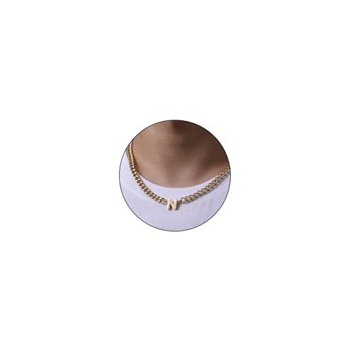 Esmoly Colar homem com letra A-Z prata preto ouro corrente de aço inoxidável corrente cubana ajustável presentes originais para homem 18 + 2 polegadas