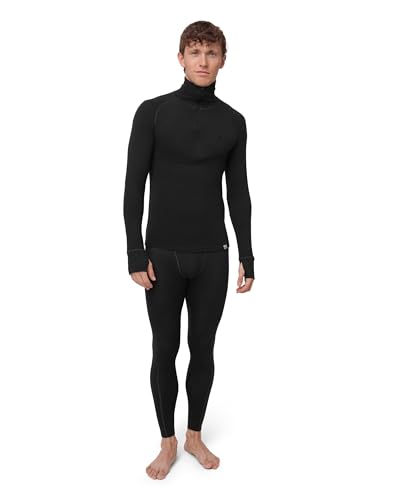 DANISH ENDURANCE Camada base média fecho de correr de lã mineral para homem, conjunto térmico, t-shirt média com fecho de correr e meias