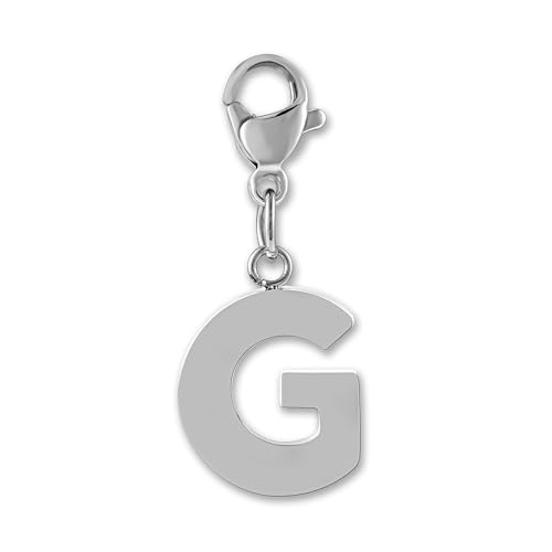 GD GOOD.designs Pingente de letra com fecho de lagosta - pingente de corrente Initial Charm de aço inoxidável I pingente de aço cirúrgico para pulseira de amuleto
