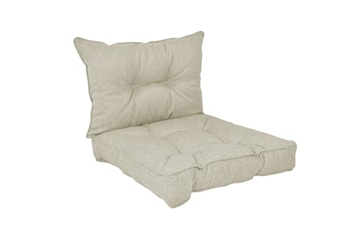 POKAR Almofadas Lounge exterior almofada assento móveis jardim almofada para cadeira, conjunto de 2: almofada assento 50 x 50 x 10 cm encosto 50 x 40 x 10 cm, bege