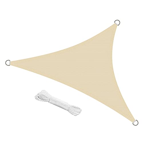 swift Toldo vela de sombra triangular 3 x 3 m, HDPE respirável proteção contra raios UV, para pátio exterior e jardim, cor creme