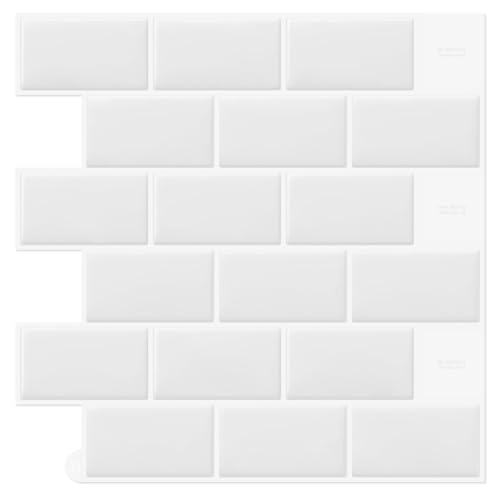 DEWOO 20 peças autocolantes vinil azulejos azulejos autocolantes parede cozinha e casa de banho, metro branco (30,5 x 30,5 cm)