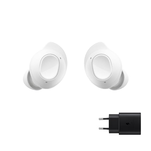 Samsung Galaxy Buds FE Carregador, auriculares sem fios, cancelamento de ruído ativo, ajuste confortável, 3 microfones, controlo tátil, baixos graves, branco (versão espanhola)