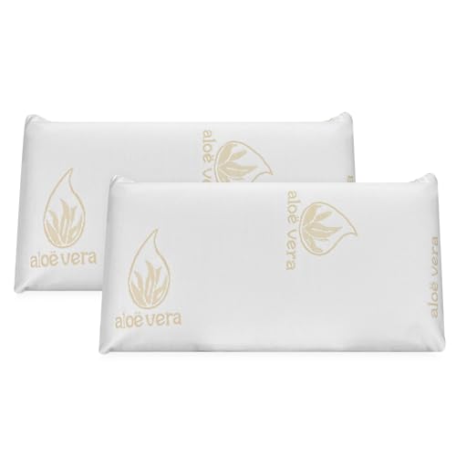 DUÉRMETE ONLINE - Almofada viscoelástico Aloe Vera Visco | Máximo conforto e excelente adaptação com propriedades anti-stresse, 2 unidades de 75 x 40 cm