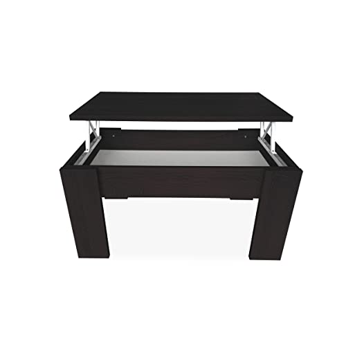 mattfy - Mesa de centro para café/chá, elevável, mesa de sala de estar ou sala de jantar, cor wengue, medidas: 90 cm (largura) x 50 cm (fundo) x 46/57 cm (altura)