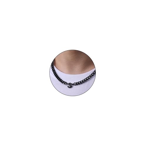 Esmoly Colar homem com letra A-Z prata preto ouro corrente de aço inoxidável corrente cubana ajustável presentes originais para homem 18 + 2 polegadas