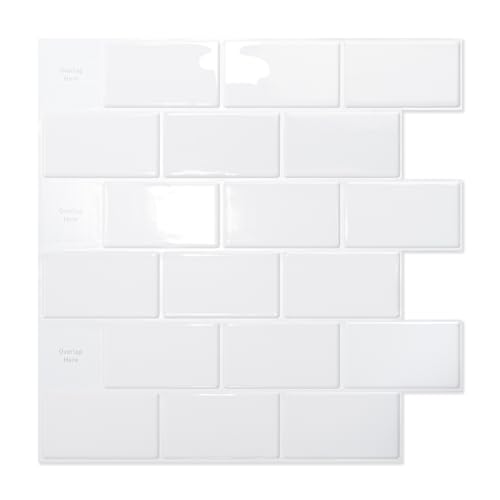 Art3d Graz Design - Adesivo decorativo para azulejos, design de metro, cor branca, 20 unidades
