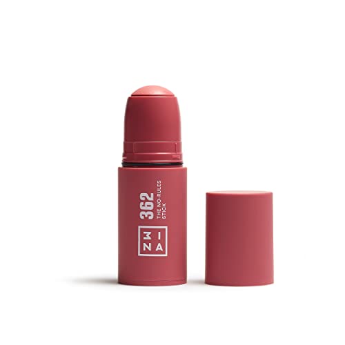 3INA MAKEUP - The No - Rules Stick 362 - Rosa - Colorete em creme rosa com ácido hialurónico - colorete em barra 3 em 1 bochechas lábios e olhos com acabamento natural - Vegan - Cruelty Free