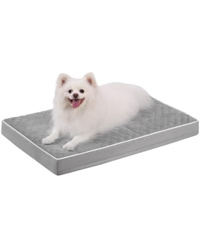 KSIIA Cama ortopédica para cães pequenos, almofada para cães 73 x 45 x 7 cm, tapete para cães lavável, colchão removível para cães, cinzento